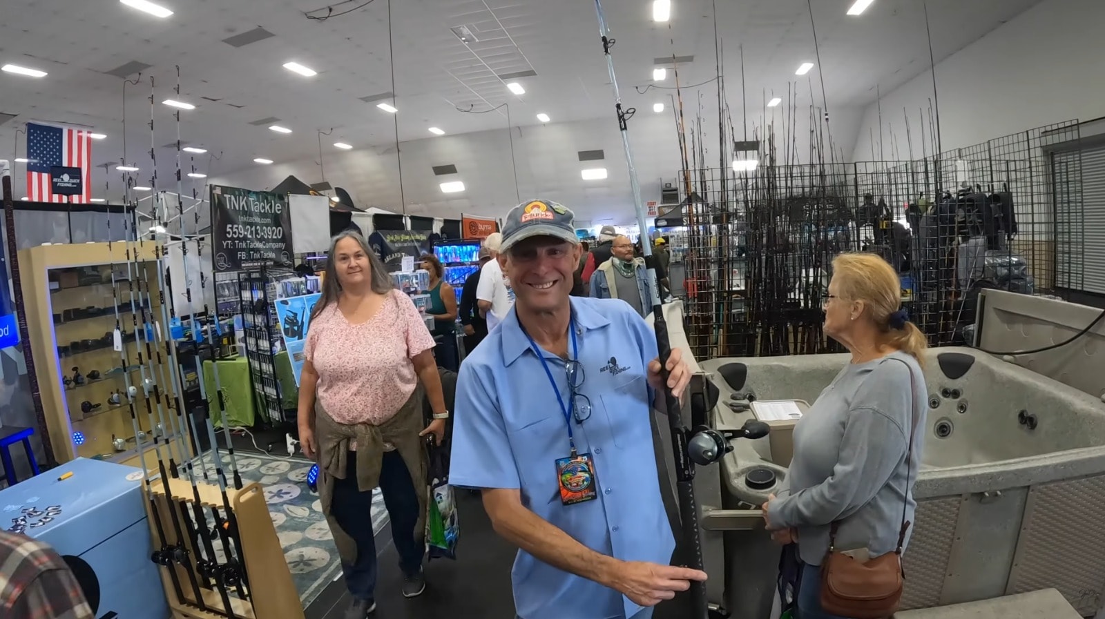 Fishing gear at an exhibitor booth